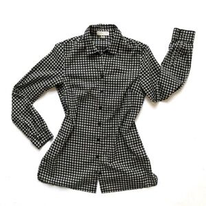 Coldwater Creek No-Iron Black and White Daisy Shirt